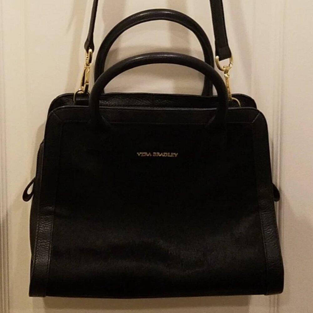 VERA BRADLEY Natalie -Leather and Calf Hair- Limited Edition Handbag Purse Black - Picture 7 of 9